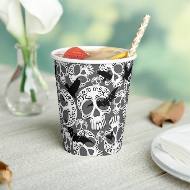 Skull Halloween Decorative Calaveras Paper Cups (Insitu)