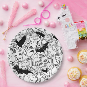 Skull Halloween Decorative Calaveras Paper Plate