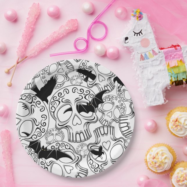 Skull Halloween Decorative Calaveras Paper Plate (Party)