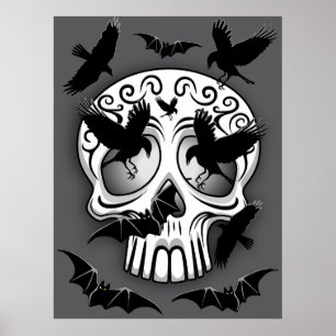 Skull Halloween Decorative Calaveras Poster