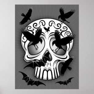 Skull Halloween Decorative Calaveras Poster