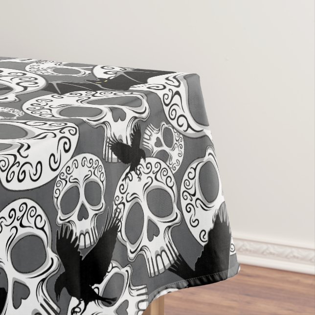 Skull Halloween Decorative Calaveras Tablecloth (In Situ)