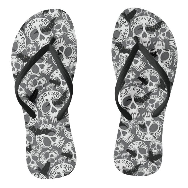 Skull Halloween Decorative Calaveras Thongs (Footbed)