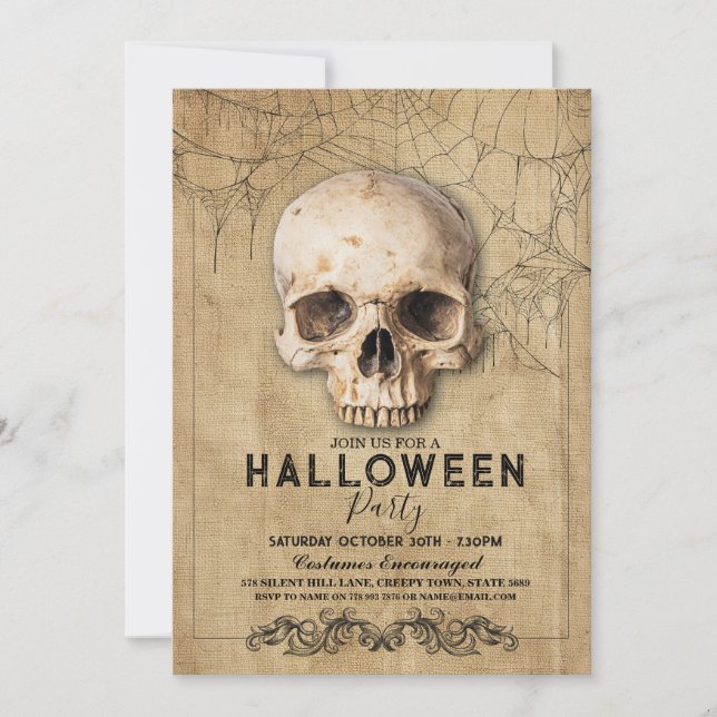 Skull Halloween Gothic Party Invitation (Front)
