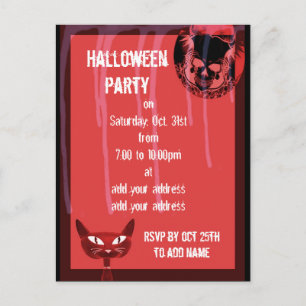 Skull halloween party invitation postcard