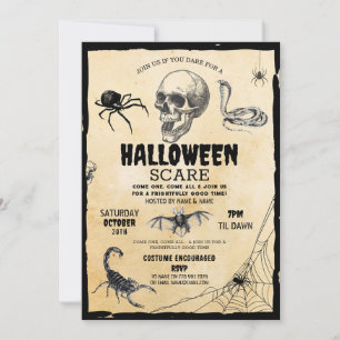 Skull Halloween Party Skeleton Creepy Scorpion Invitation