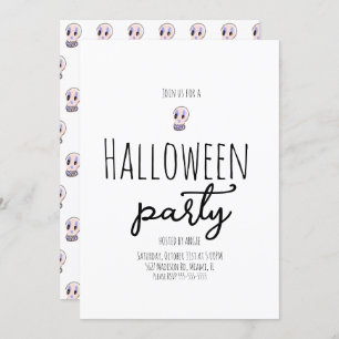 Skull Halloween Party Vintage Doodle  Invitation