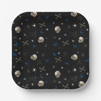 Skull Halloween Seamless Pattern  Paper Plate