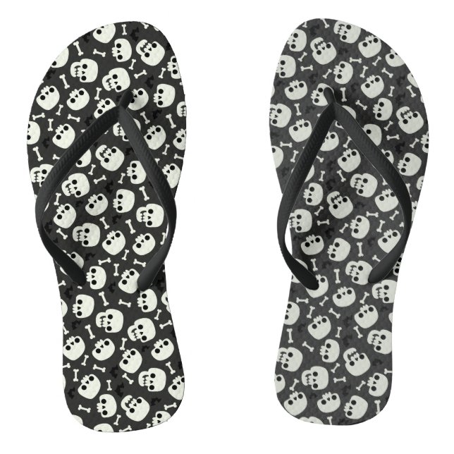 Skull Halloween Seamless Pattern Thongs (Footbed)