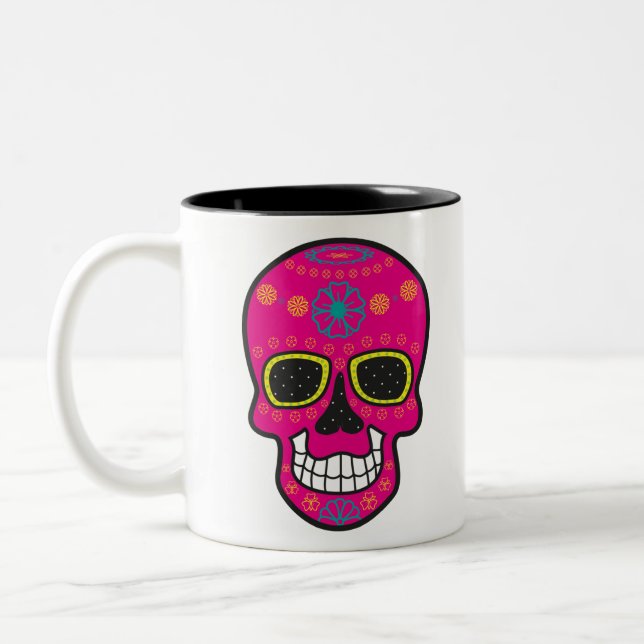Skull Halloween Two-Tone Coffee Mug (Left)