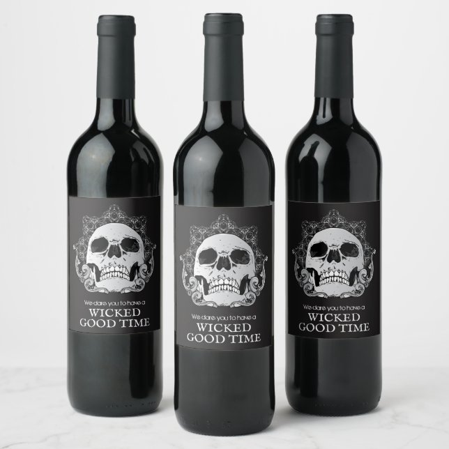 Skull Halloween  Wine Label (Bottles)