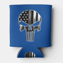 SKULL Head Corrections Officer Flag Can Cooler