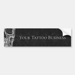 Skull Head Gothic Black And White Tattoo Shop Bumper Sticker