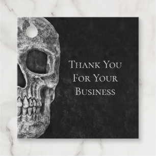 Skull Head Gothic Black And White Tattoo Shop Favour Tags