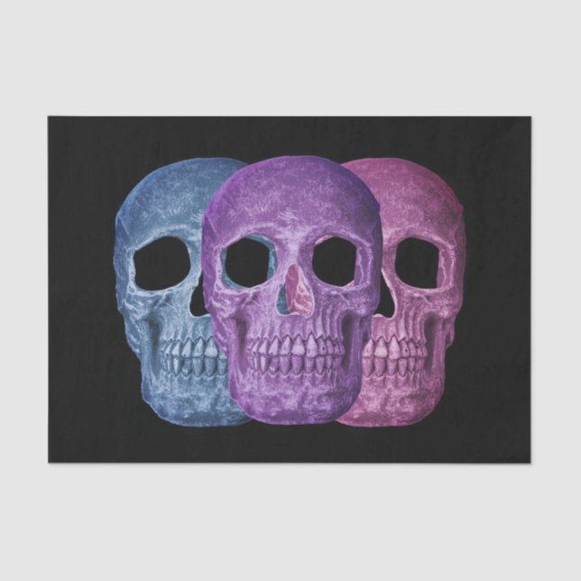 Skull Head Gothic Dark Blue Pink Purple Black Cool Tissue Paper (Front)