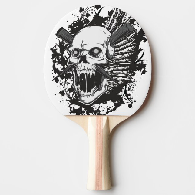 skull head hunter graffiti ping pong paddle (Front)