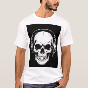 Skull Headphone Gothic Graphic T-Shirt