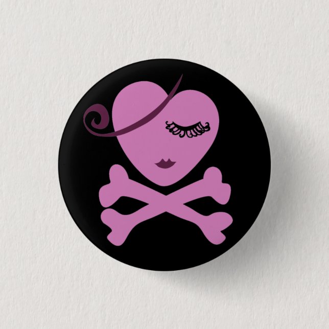 Skull Heart 3 Cm Round Badge (Front)