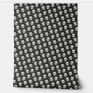 Skull Heart Eyes on Dark Grey Wallpaper