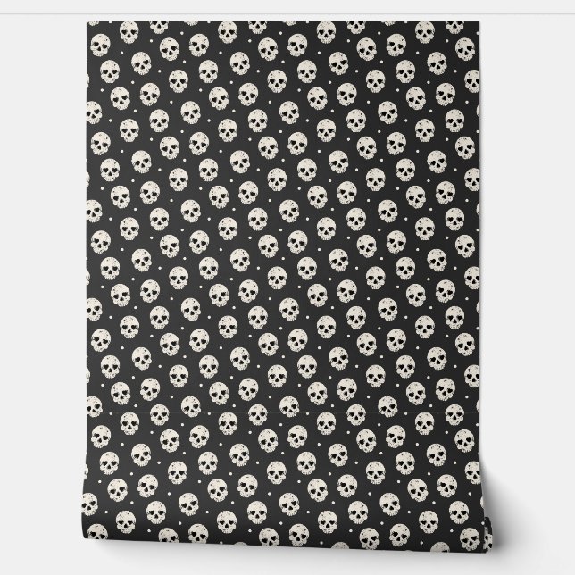 Skull Heart Eyes on Dark Grey Wallpaper (Unrolling)