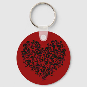 Skull Heart Key Ring