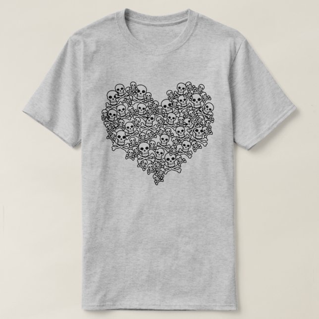 Skull Heart Outline T-Shirt (Design Front)