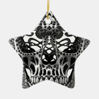 Skull Hearts Ceramic Ornament