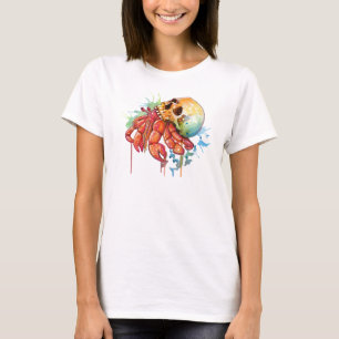 Skull Hermit Crab – Surreal Watercolor Marine Life T-Shirt