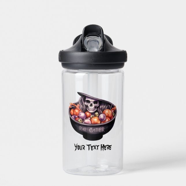 Skull hiding in candy bowl water bottle (Front)