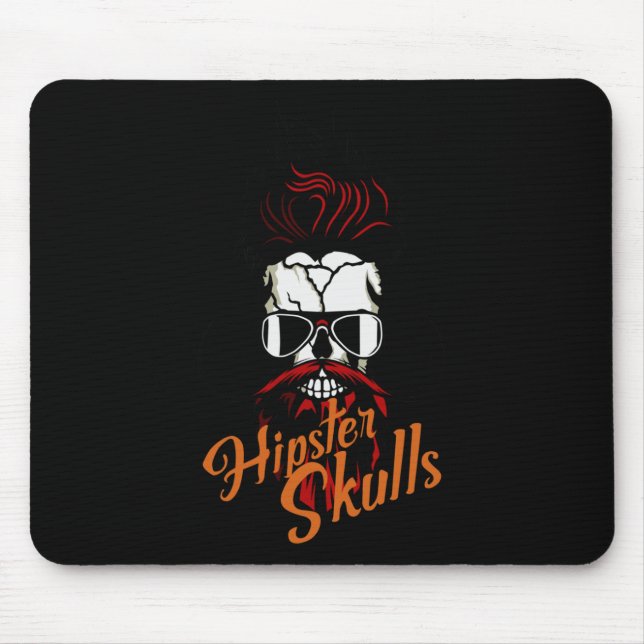Skull Hipster Skull Logo Bearded Beard Moustache M Mouse Pad (Front)