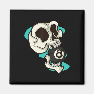 Skull Holding 8 Ll Edgy Pool Skeleton Art Magnet