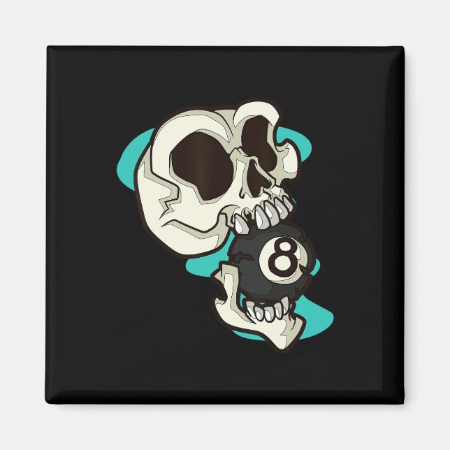 Skull Holding 8 Ll Edgy Pool Skeleton Art  Magnet (Front)