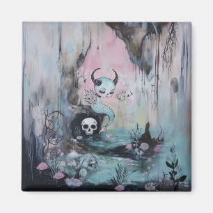 Skull Horned Sea Serpent Magical Witchy AI Art Magnet