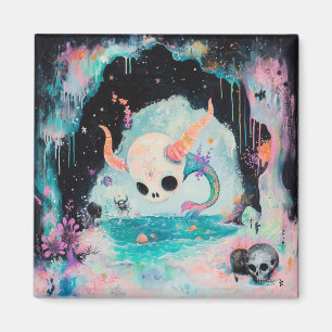 Skull Horned Sea Serpent Magical Witchy AI Art Magnet