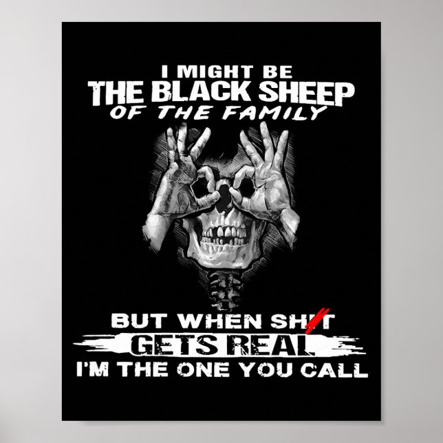 Skull I Might Be The Black Retro Sheep Of The Fami Poster (Front)