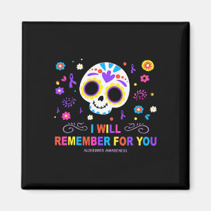 Skull I Will Remember For You Alzheimerheimer Awar Magnet