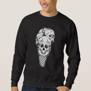 Skull Ice Cream Cone Gothic Goth Creepy Halloween  Sweatshirt