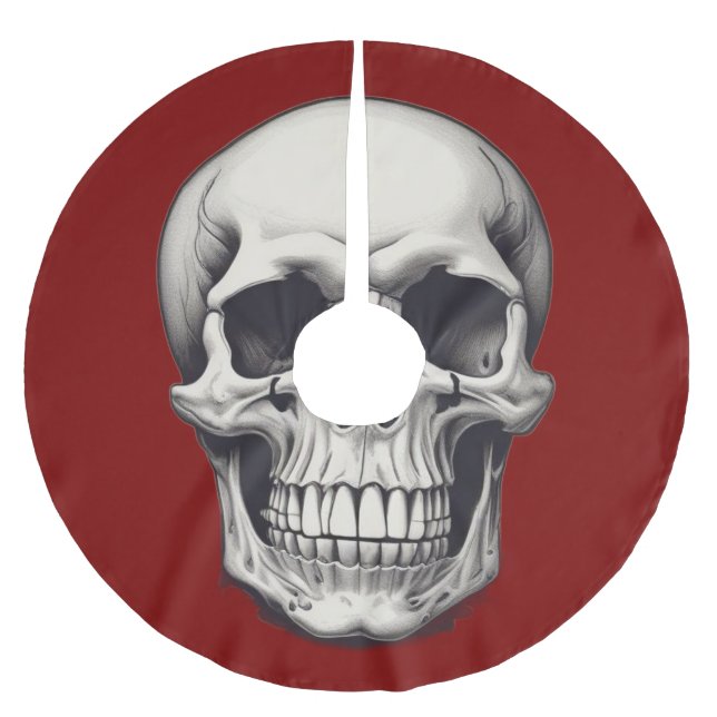 Skull Illustration Brushed Polyester Tree Skirt (Front)