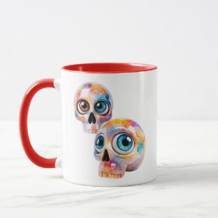 Skull Illustration Colorful Big Eyes Mug