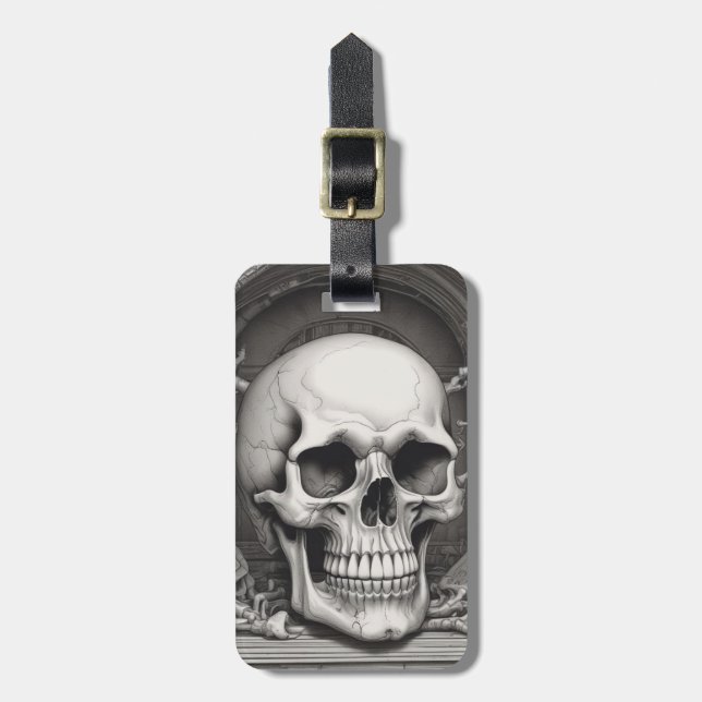 Skull Illustration Luggage Tag (Front Vertical)