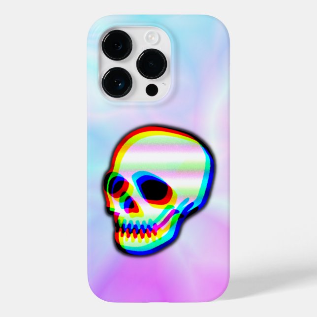 Skull Illustration neon style on pastel background Case-Mate iPhone Case (Back)