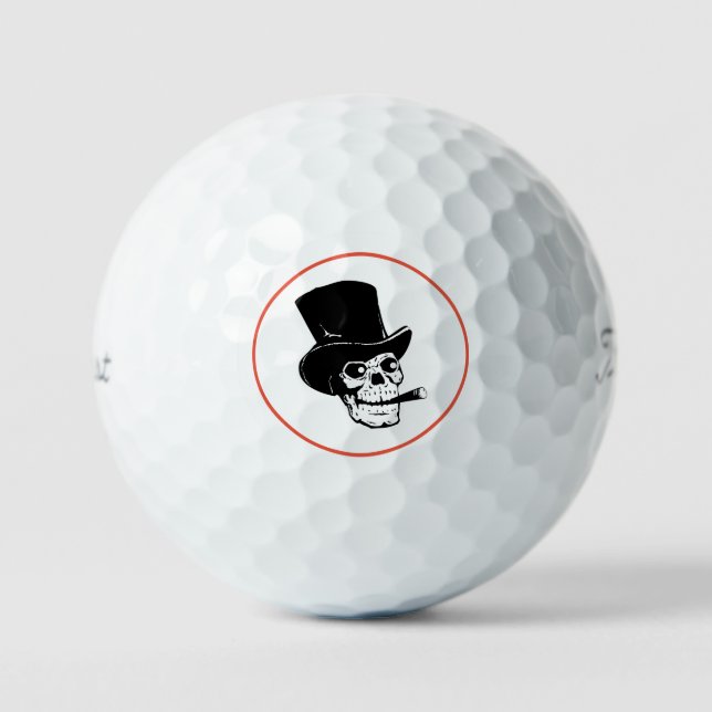 SKULL IN A TOP HAT CUSTOM GOLF BALL (Front)