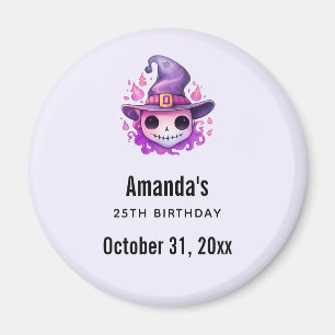 Skull in a Witch's Hat Cute Birthday Party Date Magnet