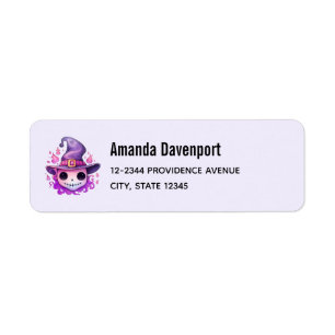 Skull in a Witch's Hat Whimsical Address Return Address Label