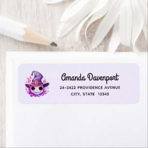 Skull in a Witch's Hat Whimsical Address Return Address Label