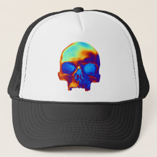 Skull in Blue and Gold Trucker Hat