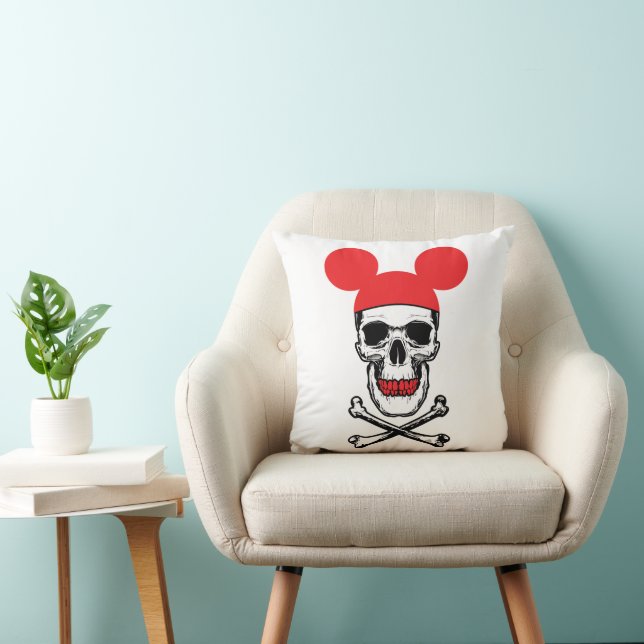 Skull in Cartoon Mouse-Ear Hat with X-Bone Cushion (Chair)
