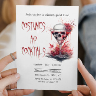 Skull in Cocktail Glass Creepy Halloween  Invitation
