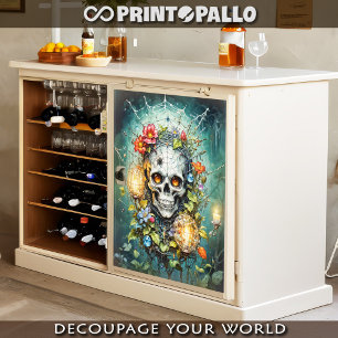 Skull in flowers and spider webs tissue paper