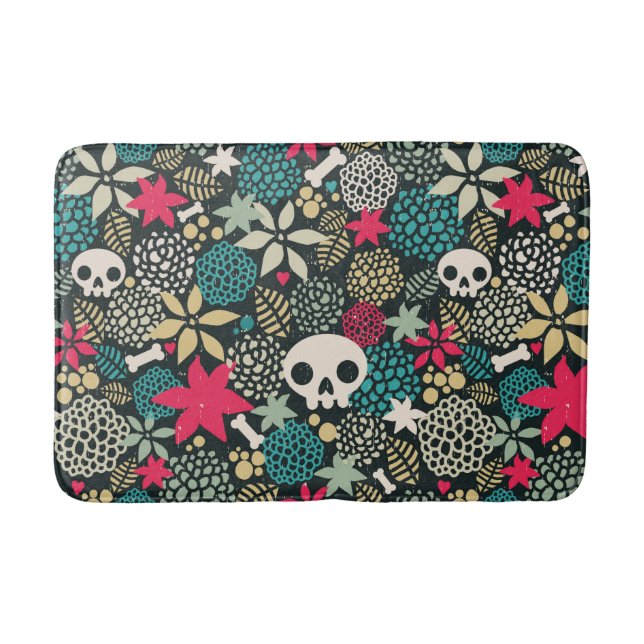 Skull in flowers bath mat (Front)